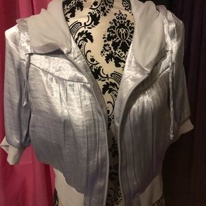 H&M Metallic Silver Hooded Crop Jacket